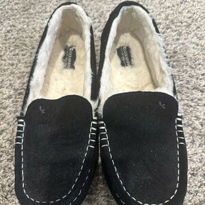 Koolaburra by UGG Black Suede Slippers with White Accents